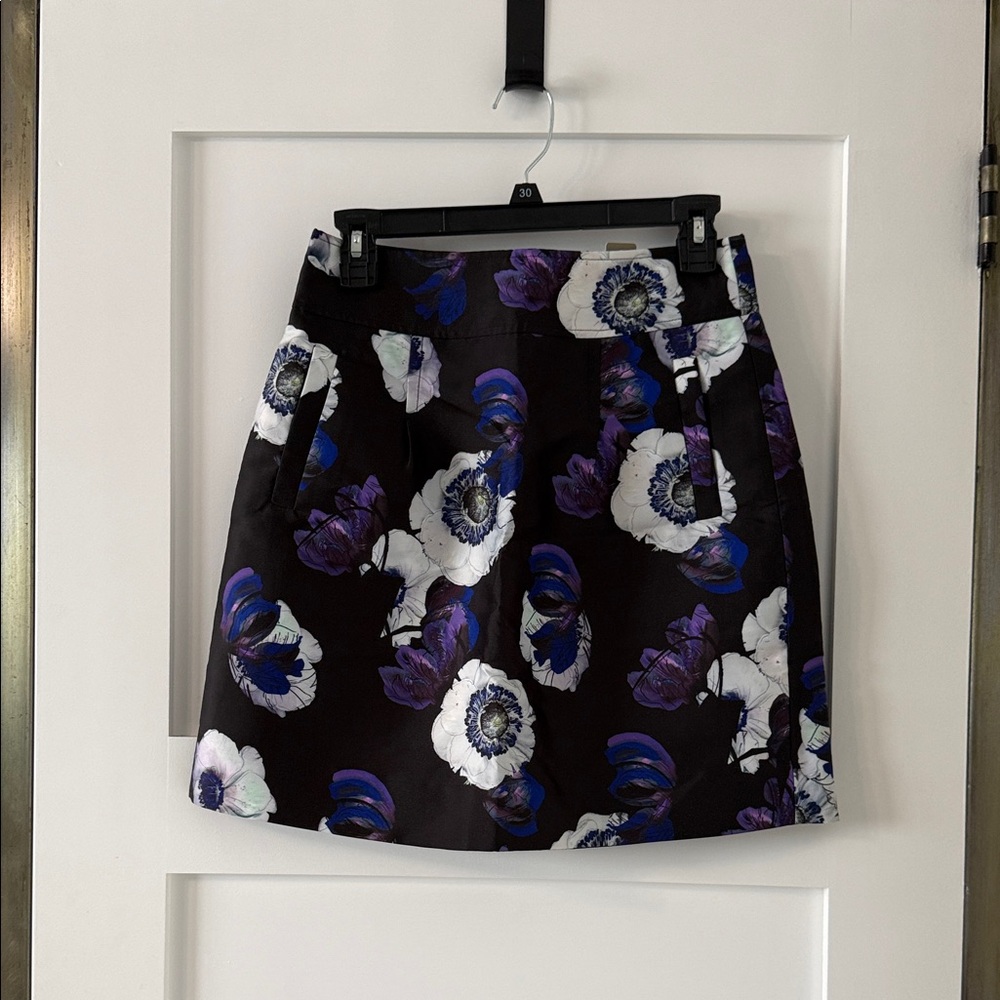 J. Crew Black and Blue Floral Mini Skirt